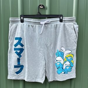 Men's Smurfs Group Graphic Jogger Shorts Size 2XL